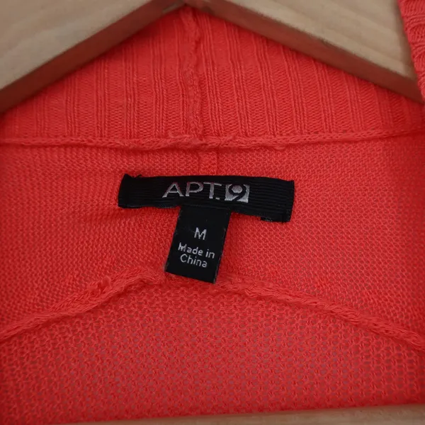 Apt 9 Womens Coral Orange Rayon Open Front Longline Cardigan Sweater Size M - Image 2