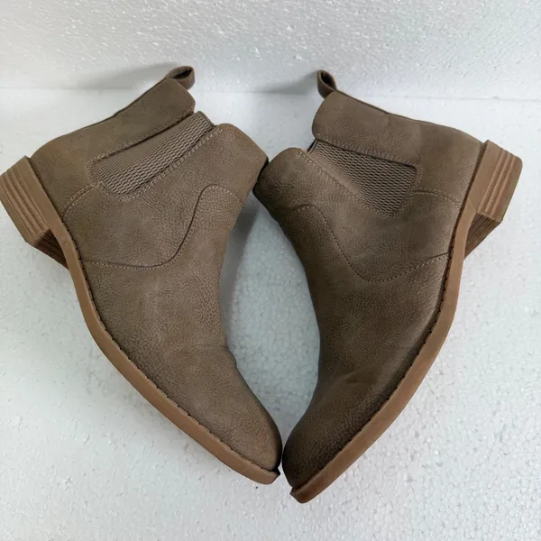 BOC Brown Ankle Booties Women's 8 Side Zip 1" Heel Round Toe - Image 6