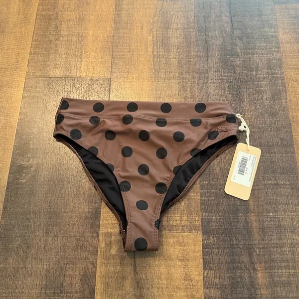 NWT Albion Black Cocoa Dot Almost Cheeky Bikini Bottoms Size Medium - Image 7