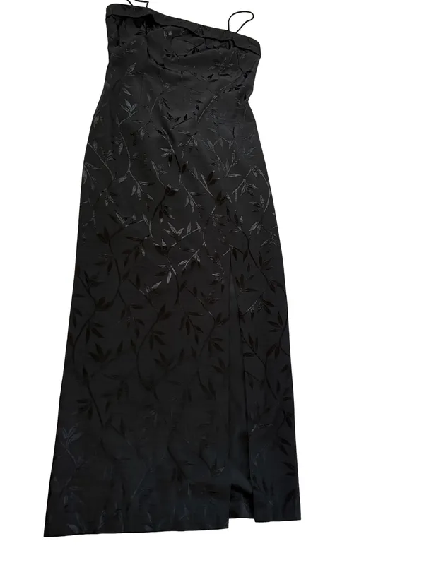 Vintage J.R. Nites by Caliendo Black Tonal Floral Jacquard Maxi Dress - Image 8