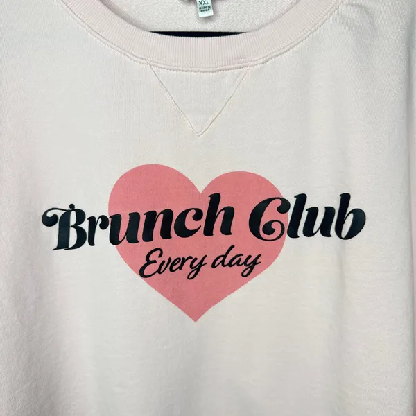 Wildfox Brunch Club XXL Pink Sweatshirt Long Sleeve Heart‎ Soft Oversized - Image 3