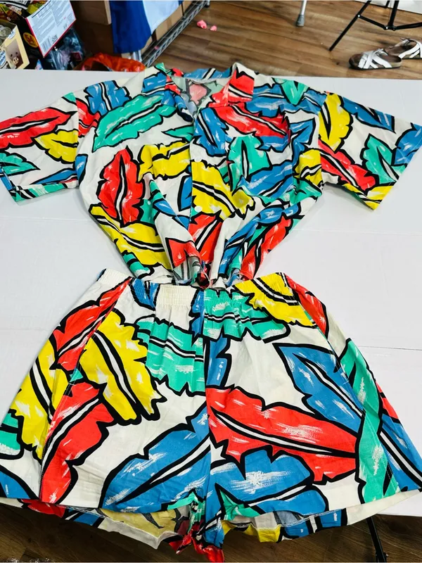 Plus Size Multicolor Leaf Print Swim Cover - Image 3