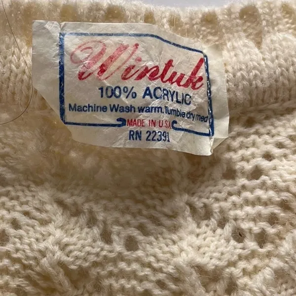 Vtg 60s Pointelle Knit Cardigan Women Sz S Cottagecore Coquette Wintuk Scallop - Image 10