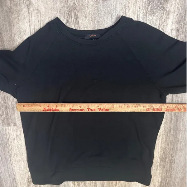 Quince SuperSoft Fleece Crew Black Raglan Sweatshirt Womens Small - Image 6