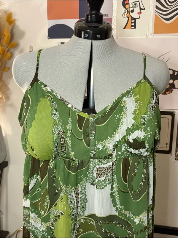 Apt. 9 Olive Green Paisley Maxi Slip Dress - Image 2