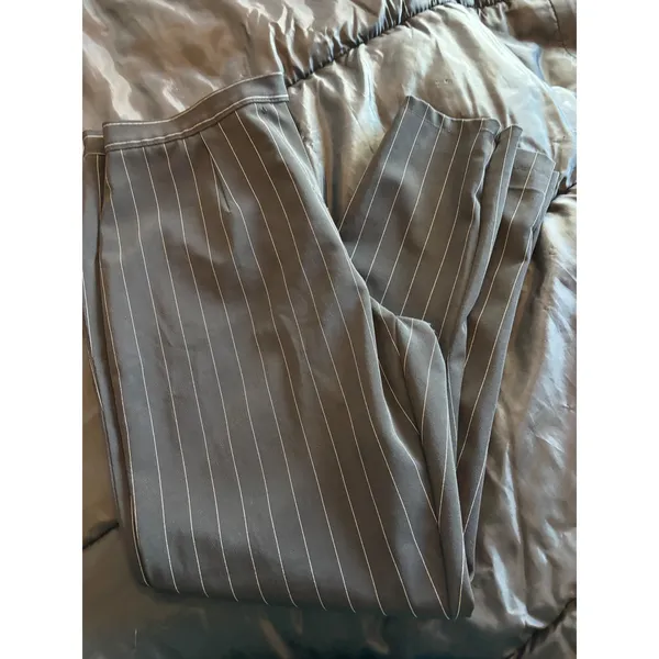 Agnona Black Pinstripe Tapered Trousers Made in Italy High Rise Dress Pants 48 - Image 8
