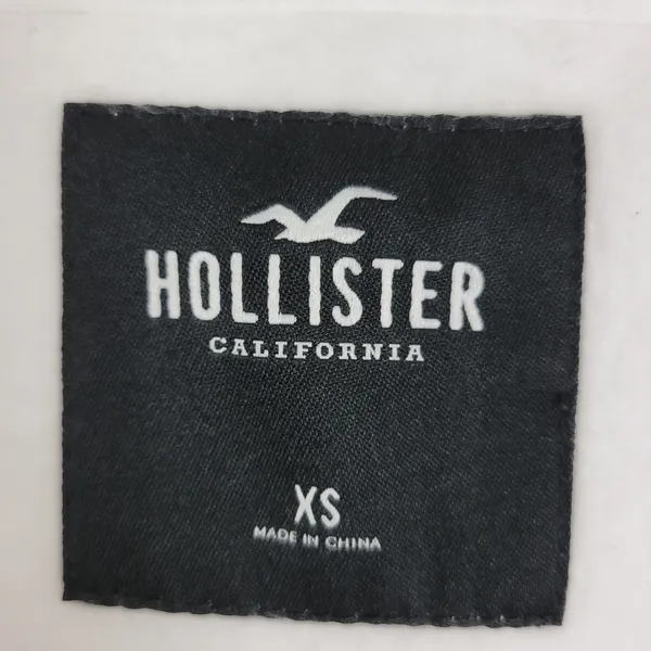 Hollister Full Zip‎ Hoodie Womens X-Small Black White Spell Out Sleeves Sporty - Image 8