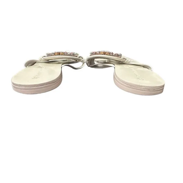 Tory Burch crystal miller square toe calf leather embellished sandal Sz 7.5 - Image 3