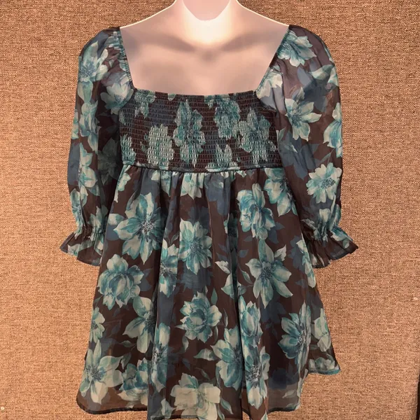 Milkmaid‎ Mini Dress Blue Brown Large - Image 7