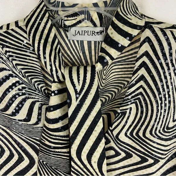 Vintage Y2K Jaipur Zebra Print Top Sparkle Sleeveless Mobwife Animal Print Large - Image 4