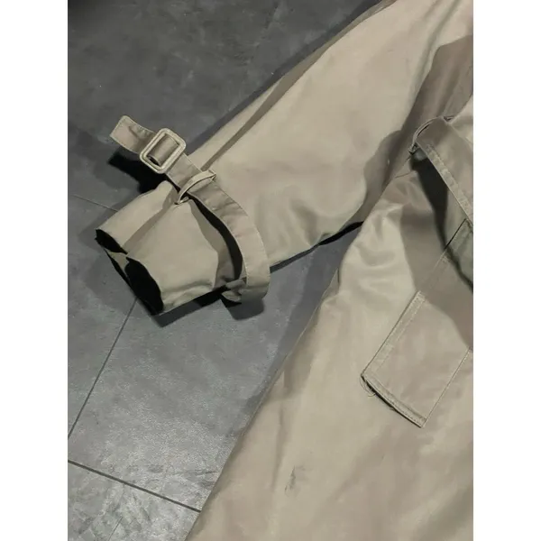 John Weitz Trench Coat Womens Size 14‎ Beige 90s Shoulder Pads - Image 3
