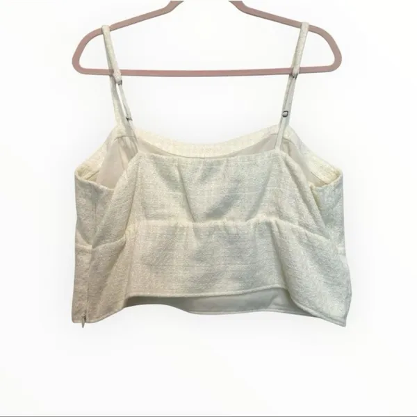 Abercrombie & Fitch Textured Crop Top Off White Side Zip Womens XL - Image 2
