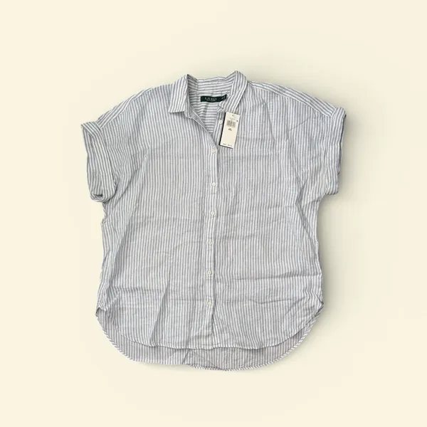Lauren Ralph Lauren‎ Women’s Blue Striped Button Down Shirt - Image 3