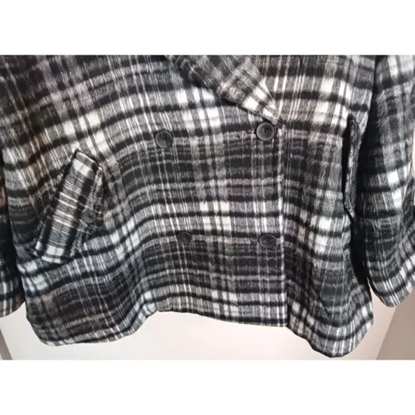 Free People Oversized Plaid Peacoat Womens L NWT Wool Blend Fall Coat - Image 5