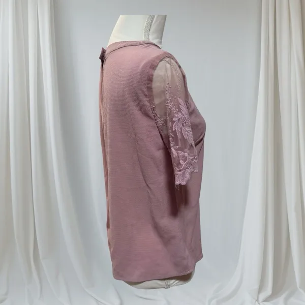 Lulus Lisa Marie Mauve embroidered sleeve blouse Size‎ Small - Image 4