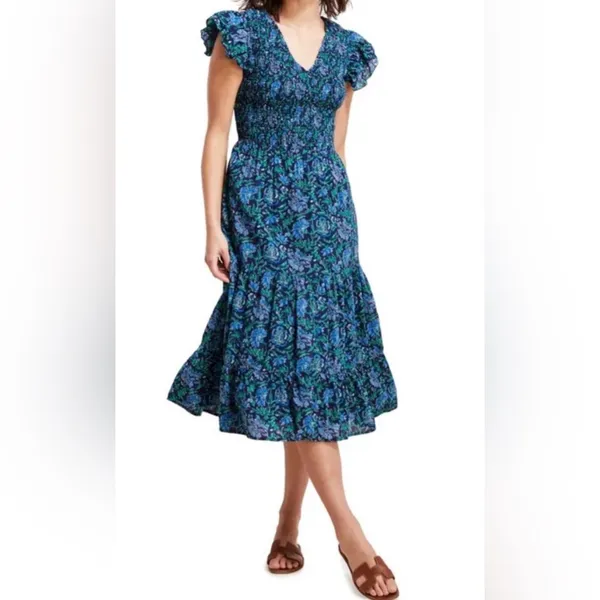 Vineyard Vines Anegada Floral Smocked Midi Dress‎ Size XS - Image 2