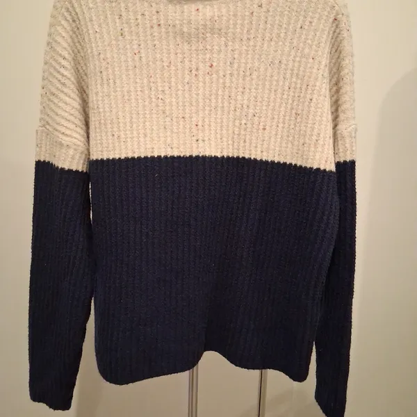 NEW Treasure & Bond Two-Tone Sweater Beige w/ Specks & Navy Size L Cotton Blend - Image 7