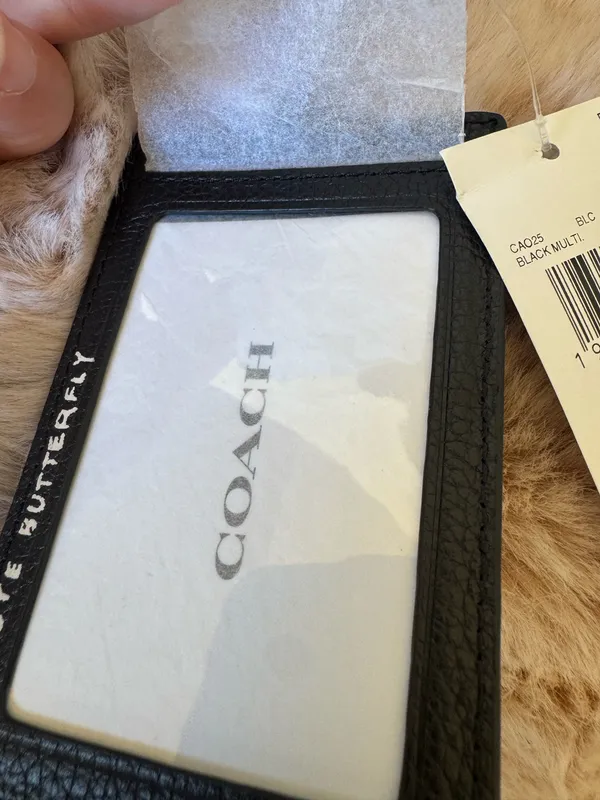 Coach ID Lanyard Card Case Wallet with Sketch Print in Black Pebble Leather NWT - Image 3