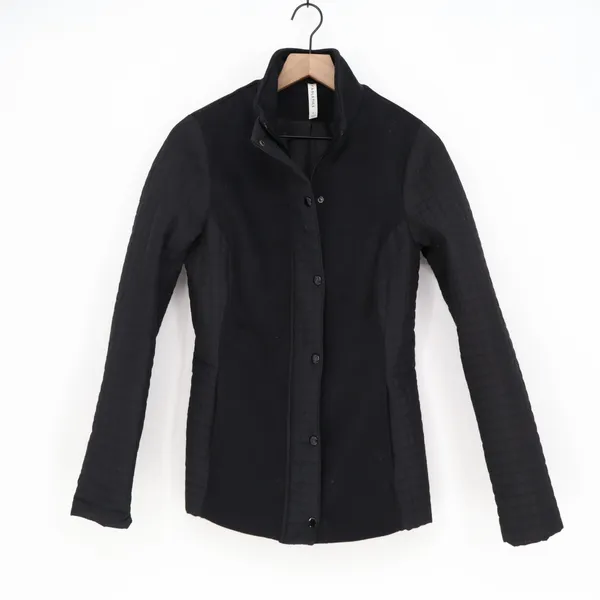 Fabletics Black Mixed Media Quilted Full Zip Jacket S - Image 2
