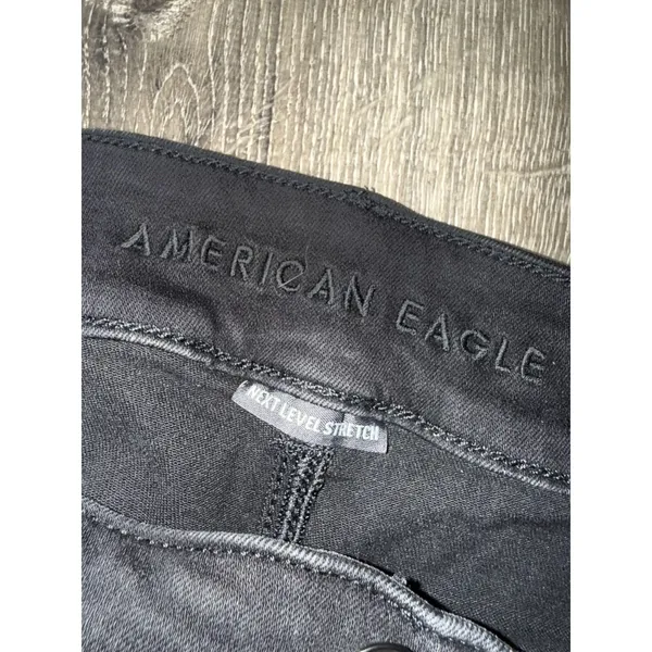 American Eagle Shorts Womens 12 Black Denim Jean Hi Rise Shortie Mini Micro Y2K - Image 3