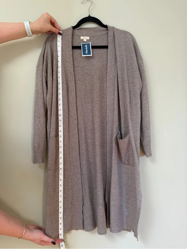 Debut Taupe Long Open Cardigan Sweater NWT - Image 3