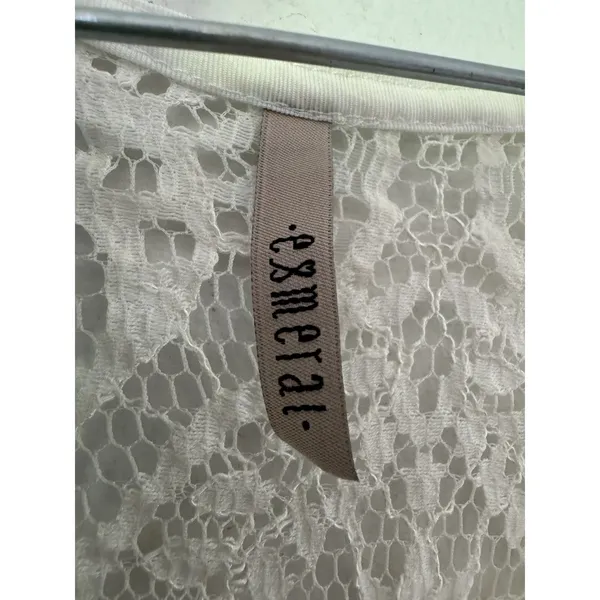 White Lace Peplum Top Small Boho Romantic Fairy Feminine Ethereal Sheer Festival - Image 6