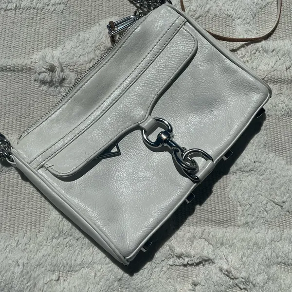 Rebecca minkoff white mini mac convertible cross body shoulder bag with silver - Image 9
