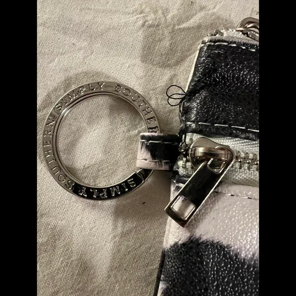 Simply Southern Cow Print Coin Purse With Key Chain - Image 3