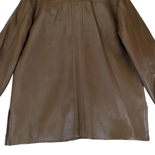 Vintage Stix Baer Fuller Vegan Faux Leather Jacket Brown Women's Large Vinyl‎ - Image 6