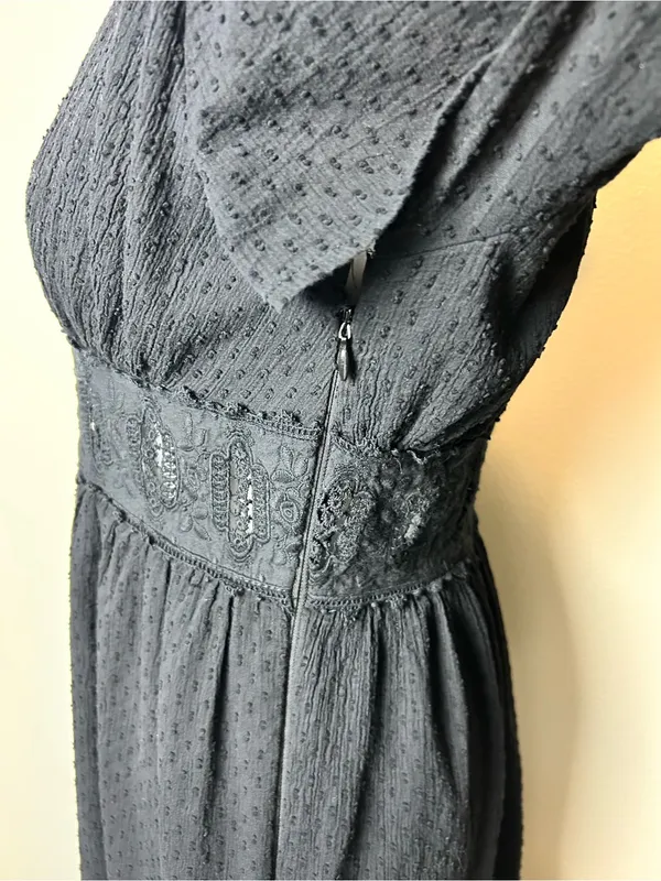 Altar'd State Black Lace-Trim Midi Dress Size Medium - Image 4