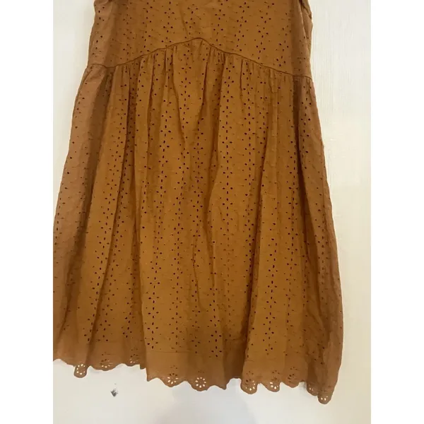 Knox Rose Eyelet Dress Flutter Sleeve XS Mustard Yellow Prairie Country Boho - Image 3