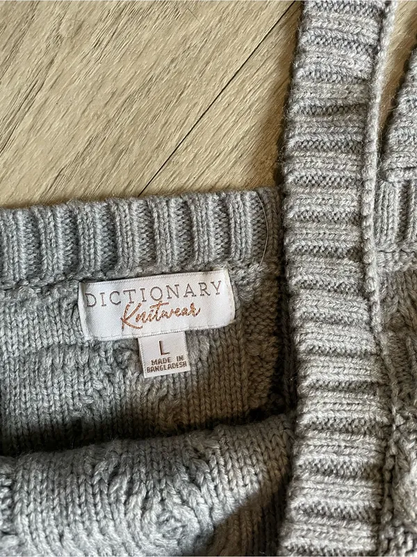 Cable Knit Crop Tank Top in Light Gray Size L - Image 2