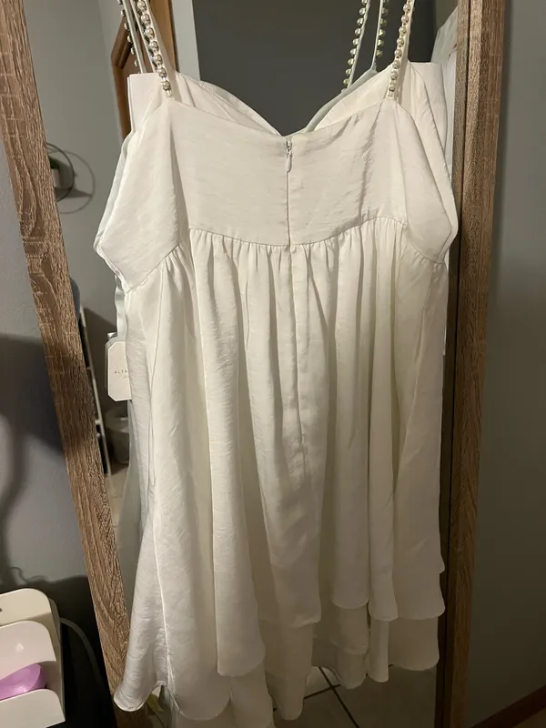 NWT Altar'd State Stassie White Short Pearl Bow Dress Graduation Dress - Image 4