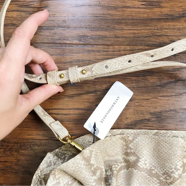 Anthropologie • Jory Clutch purse crossbody bag ruffle python snakeskin beige - Image 3