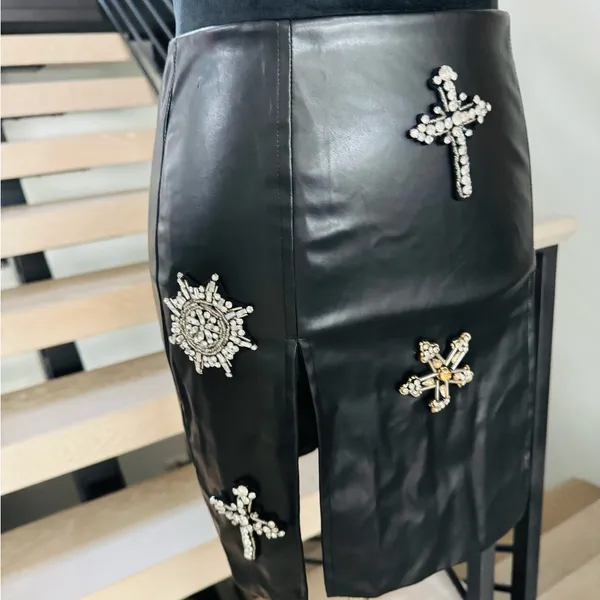Black Embellished 2 piece set skirt size XS - Image 11