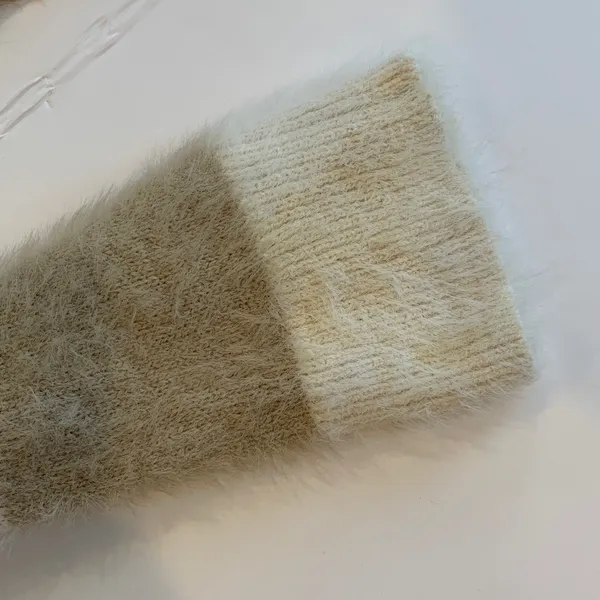 Universal Thread Women’s Medium Fuzzy Neutral Tan Oversized Crewneck Sweater - Image 3