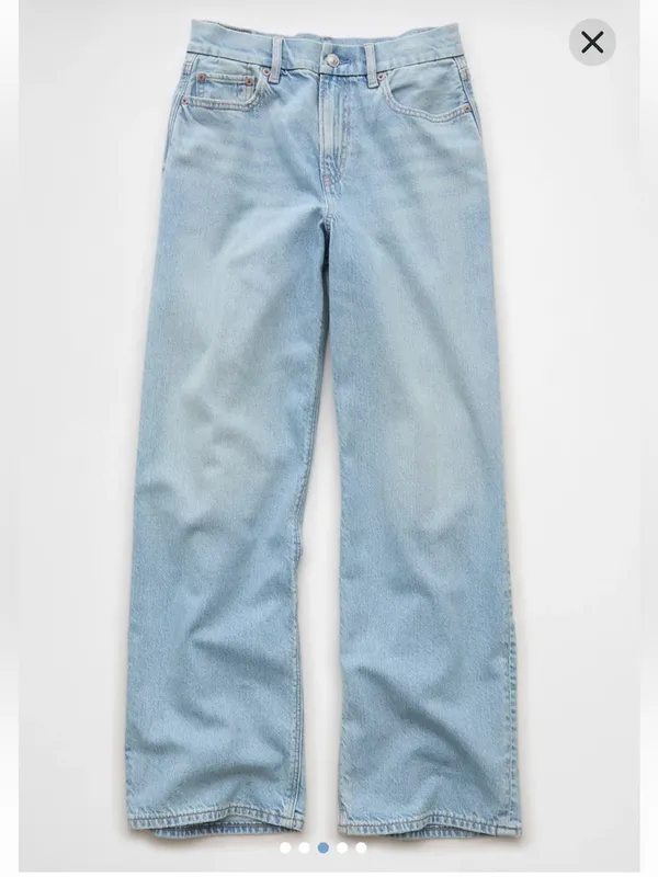 American Eagle Strigid Curvy Super High-Rise‎ Baggy Straight Leg Jeans Size 0 - Image 2