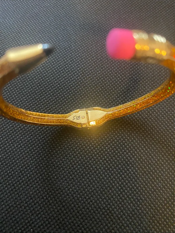Betsey Johnson Gold Pencil-Style Bangle Bracelet with Pink Accent - Image 4