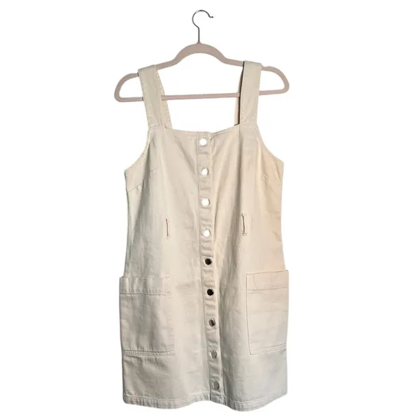 H and M White Cream‎ Denim 100% Cotton Mini Dress Romper size 6 - Image 2