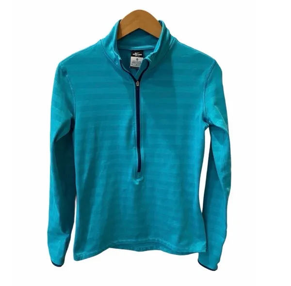 Nike Pro Warm 1/2 Zip Shadow Stripe Pullover Top M Blue Athletic Cold Gear - Image 2