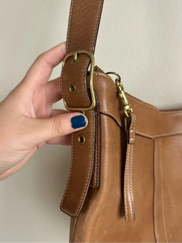Vintage Coach Legacy 9325 Medium Slim Hobo Duffle Sac Bag in Cognac Leather - Image 7