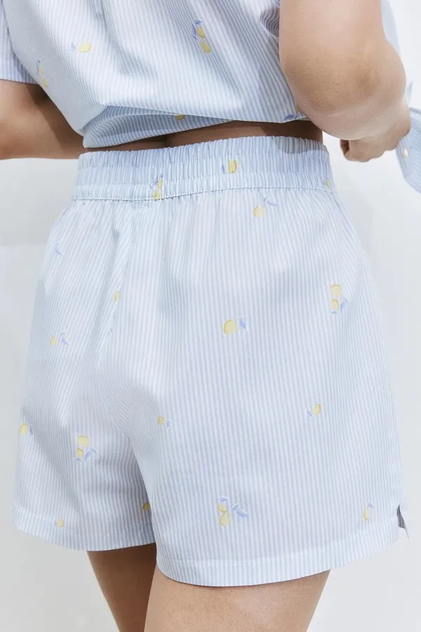 H&M Blue White Striped Shirt and Shorts Lemon Print Pattern Set - Image 6