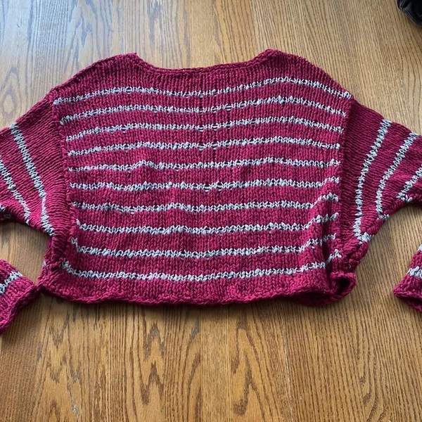 FREE PEOPLE Over Easy‎ Striped Open Chunky Knit Sweater C31 - Image 6
