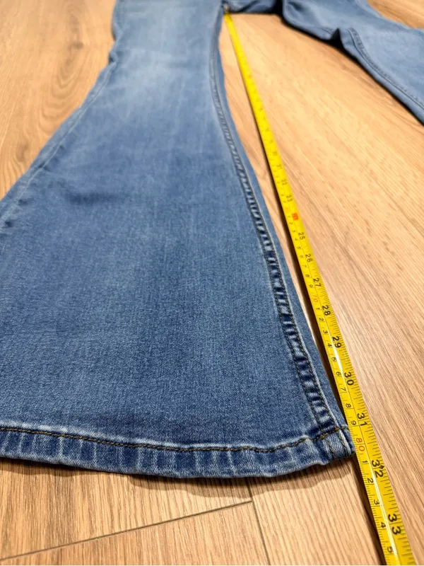 Free People Penny Pull On Flare Jeans Medium Wash Stretch Womens 28 - Image 7