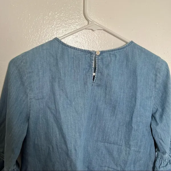 Gap‎ for Good Women's Size Small Chambray Top Ruffle Bell Sleeve Medium Indigo - Image 9