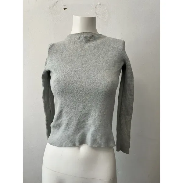 Banana Republic Merino Wool Sweater S Cropped Ribbed Preppy Academic w/stains - Image 2