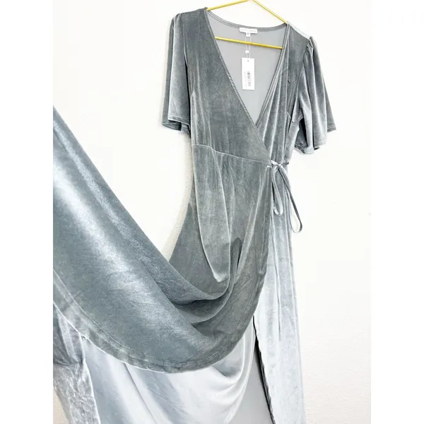 Baltic Born Katelyn Velvet Wrap Maxi Dress Dusty Blue Size XL Wedding Party NWT - Image 12