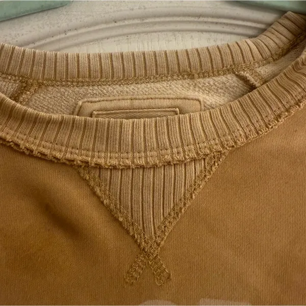 American Eagle Funday Graphic Happiest Here Smiley Tan Sweatshirt - size XL - Image 6