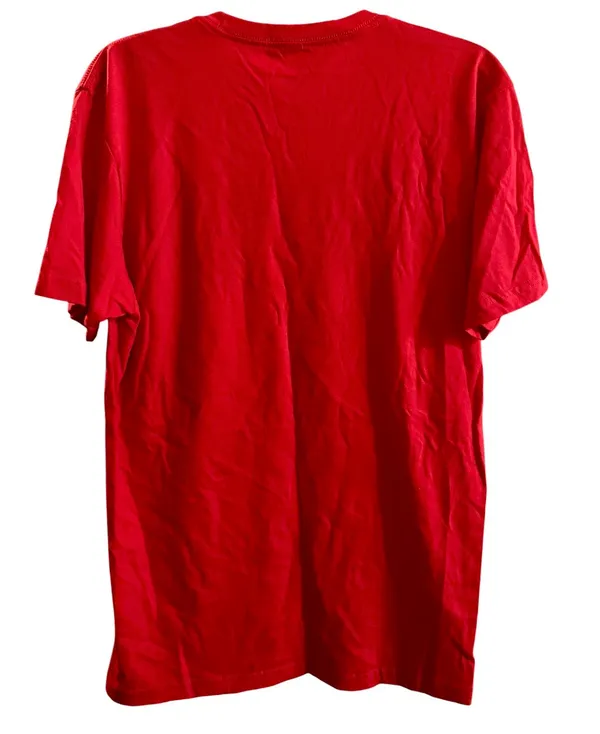 NYC Men’s New York (Manhattan Skyline) Bold Red Graphic Design Tee - Image 2