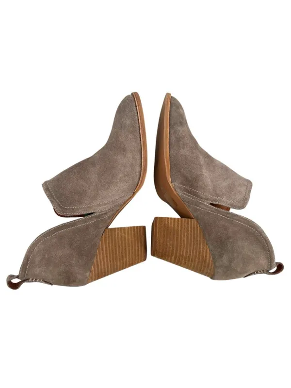 Jeffrey Campbell Rosalee Suede Ankle Boots Taupe Block Heel Size 11 Western Boho - Image 6